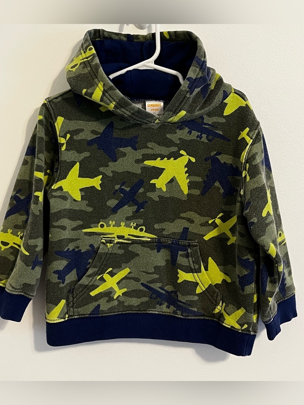 Gymboree Airplane Camo Pullover Hoodie Toddler Boys 2T-3T Fleece Lined